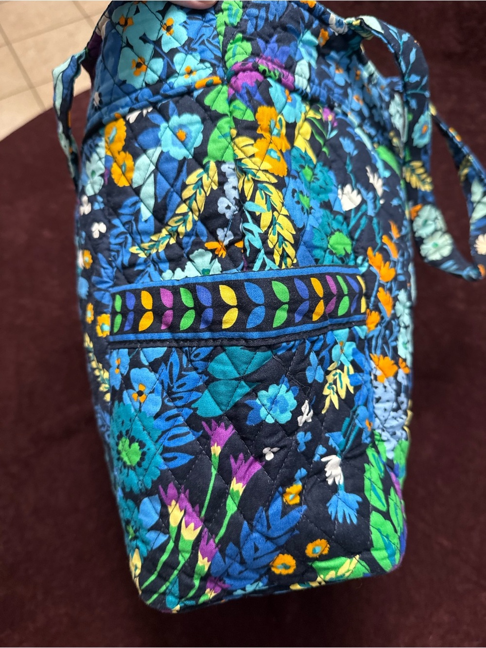 NWT Vera Bradley Pleated Tote in Midnight Blues - Picture 4 of 9